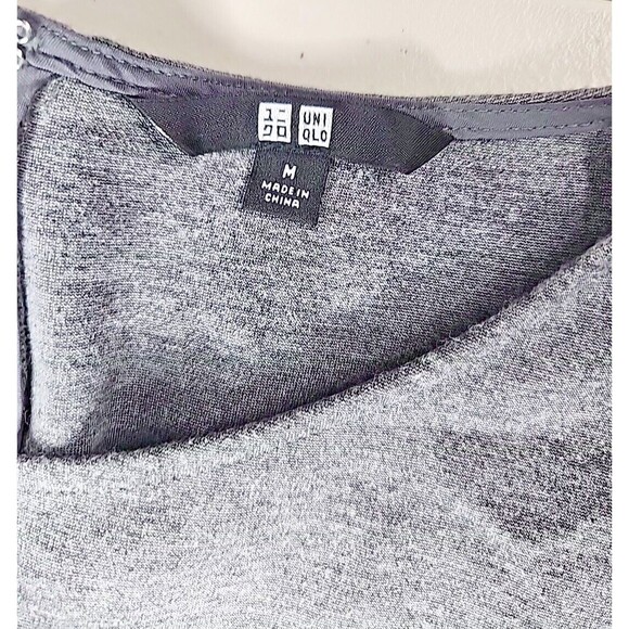 Uniqlo Gray Short Sleeve Sheath Zip Up Rayon Stretch Dress Size Medium EUC - Picture 5 of 8